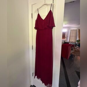 After Six - Flowy Maroon Bridesmaid Dress
